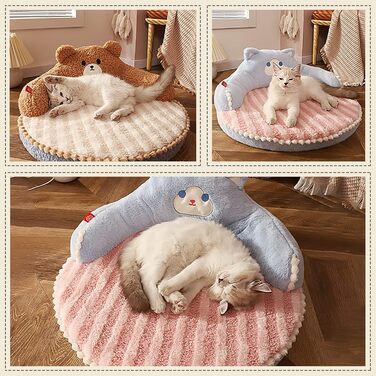 Galatea Cat Bed, Round Pet Bed for Cats and Puppies, Warm, Comfortable Pet Bed, Removable, Washable Cat Bed, Cat Sofa for Indoor and Outdoor Cats (Brown)