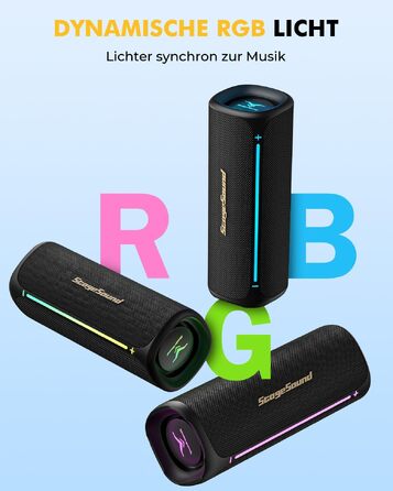 Портативна Bluetooth колонка StageSound 40W з басами, RGB підсвіткою, IP67 водонепроникна, TWS стерео, 12 год автономії для подорожей, кемпінгу, вечірок