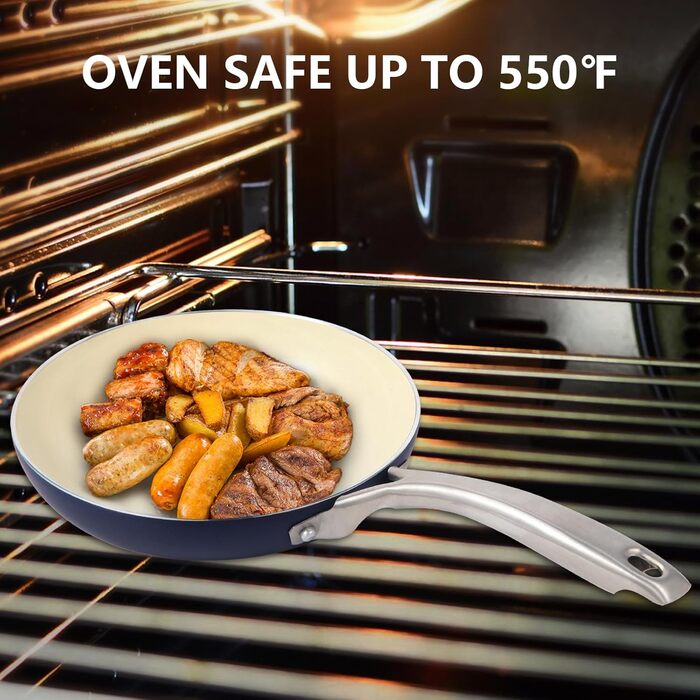 Набір посуду Melenta 7 предметів з антипригарним покриттям Ceramic, індукційний, блакитний