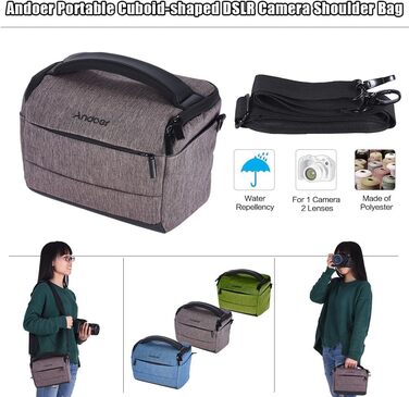 Сумка для камери Andoer: для Canon, Nikon, Sony, Fujifilm, Olympus, Panasonic (1 камера + 2 об'єктиви + аксесуари)