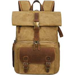 Рюкзак для фотокамери Vmokki Rolltop, водонепроникний, великий, з швидким доступом, антикрадіжний, з тримачем для штатива, відділенням для ноутбука, жовтий