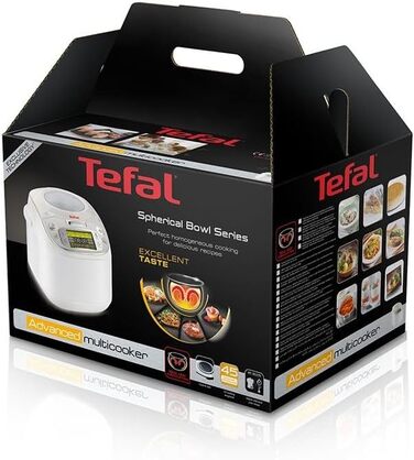 Мультиварка Tefal RK8121 45 в 1: Електрична мультиварка 5л з LCD-дисплеєм, нержавіюча сталь, 45 автоматичних програм, відкладений старт, підтримання тепла + Книга рецептів
