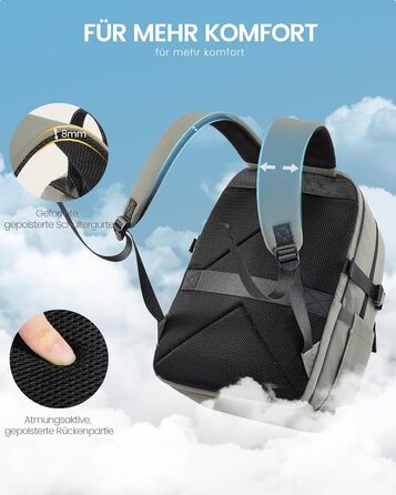 Рюкзак LOVEVOOK для ноутбука 15.6 дюймів (17.3 дюймів), водонепроникний, для жінок та чоловіків, на кожен день, для роботи, навчання, подорожей (сірий, зелений)