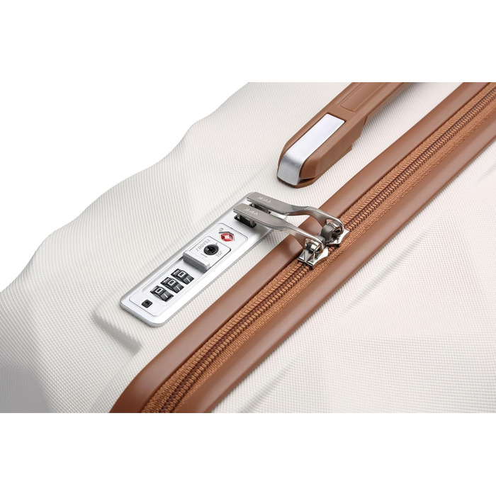Чемодан British Traveller Mittelgroßer, 64x43x26.5 см, ABS+PC, TSA-замок, 4 колеса, кремовий (64 см, 57 л)