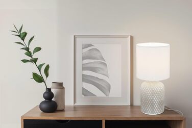 Настільна лампа EGLO Bellariva: кераміка кремового кольору, тканина білого кольору, з вимикачем, цоколь E14, для вітальні та спальні