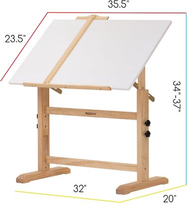 Meeden Adjustable Height Drawing Table with Stool - Artist Easel Table for Studio, Art & Craft Projects