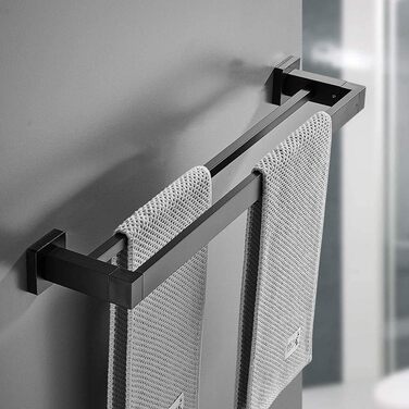 Тримач для рушників на стіну, чорний мат, з подвійними перекладинами, нержавіюча сталь, 100 см, для ванної кімнати