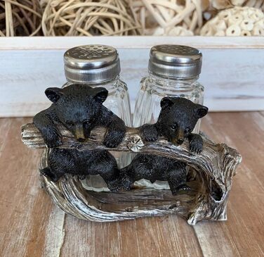 Hanging salt and pepper shakers, 2 cute bears, rustic design
