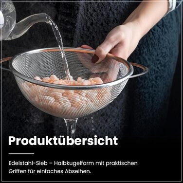Німецьке сито з нержавіючої сталі з ручками – міцне кухонне сито для макаронів, овочів та іншого, стабільне та довговічне