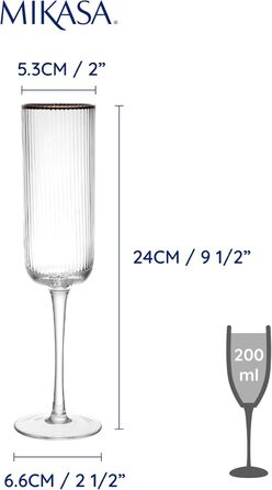 Набір келихів для вина MIKASA Sorrento з кришталю з золотим кантом, 375 мл, 4 шт. Без свинцю, елегантний дизайн для свят