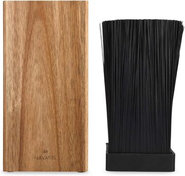 Navaris Acacia Wood Knife Block with Brush Insert - Unloaded Knife Block made of Wood - Universal for Kitchen Knives, Chef's Knives, and Kitchen Utensils