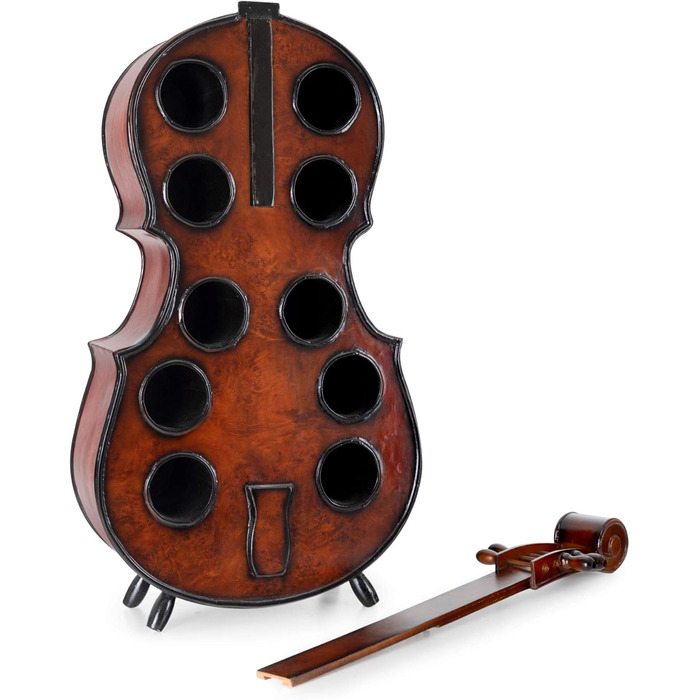 Stradivino Wine Rack for 10 Bottles - Wooden Wine Stand with Vintage Look - Handmade Cello Bottle Rack - Bottle Stand 135 cm High - Retro Wine Bottle Holder