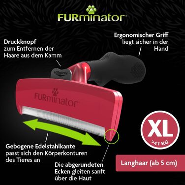 FURminator для собак XL: щітка для видалення підшерстка з довгим волоссям. Покращений дизайн Clear для дуже великих собак