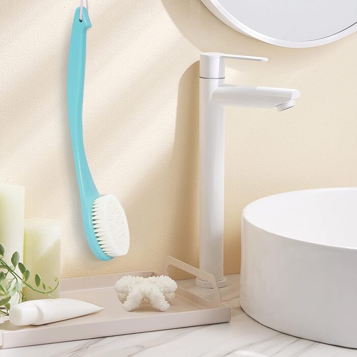 Масажна щітка для спини, щітка для душу, скребок для тіла з довгим руків'ям для пілінгу та масажу. Чорний/Оливковий PE