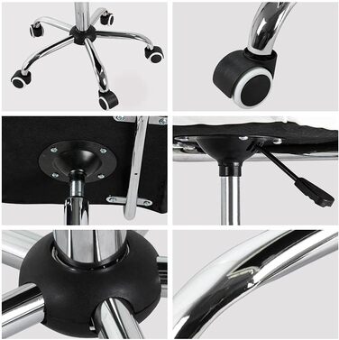 Крісло офісне Yaheetech, обертове, з регульованими підлокітниками, з штучної шкіри (Чорний)