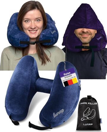 Подушка для шиї Luna Reisekissen: Memory Foam, дихаюча, для подорожей (літак, авто) | Сіра подушка для шиї | Подушка для подорожей | Подушка для шиї для дорослих