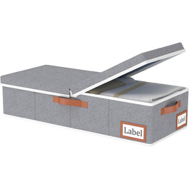Yawinhe 2 Pack Under Bed Storage Box, Storage with Lid, Foldable Storage Bag with Handle Grips, for Bedspreads, Blankets, Clothes, 60x30x15cm, (60x30x15cm/1-Pack, Grey)