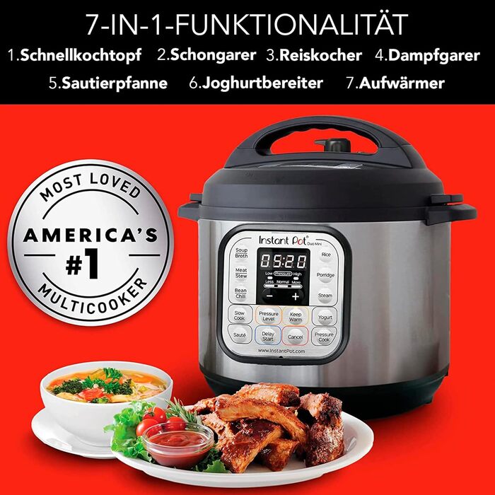 Instant Pot Duo 30 Electric Multi-Cooker 3L - Pressure Cooker, Slow Cooker, Rice Cooker, Sauté Pan, Yogurt Maker, Steamer, and Food Warmer, Stainless Steel, Silver Duo 3 Liter
