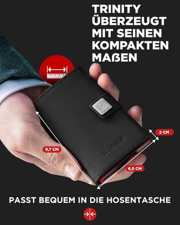 Чоловічий гаманець SF SCOFIELD з відділом для монет | Тонкий гаманець на 9-11 карт | RFID захист | Гаманець для чоловіків | Smart гаманець | Чоловіче портмоне | Чорний - Вогняно-червоний | Мюнцфах Max