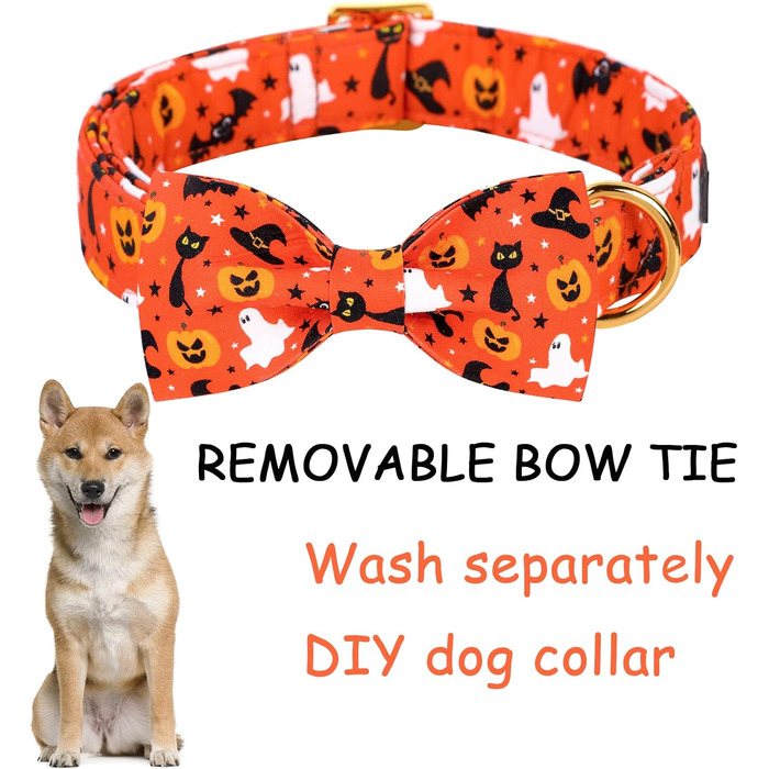 Нашийник для собак Unique Style Paws з метеликом, регульований, для середніх собак (S, 1 шт.), для святкування Хелловіну