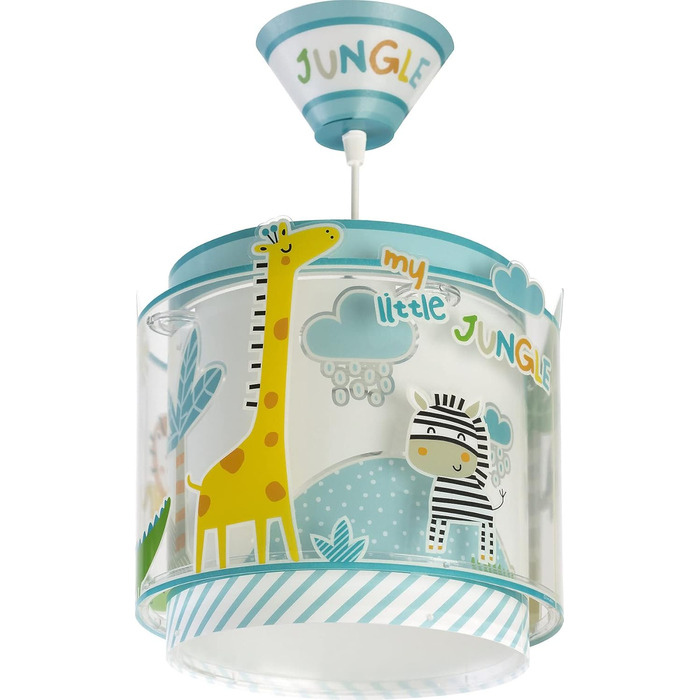 Dalber Children's Lamp Pendant Light Hanging Lamp My Little Jungle Jungle Animals Lions Elephants Giraffes Crocodile, Colorful