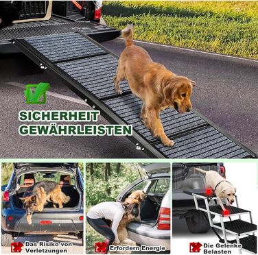 Рампа для собак 180x50 см, складна, з антиковзким килимком, для авто, SUV та вантажівок. Підходить для середніх та великих собак