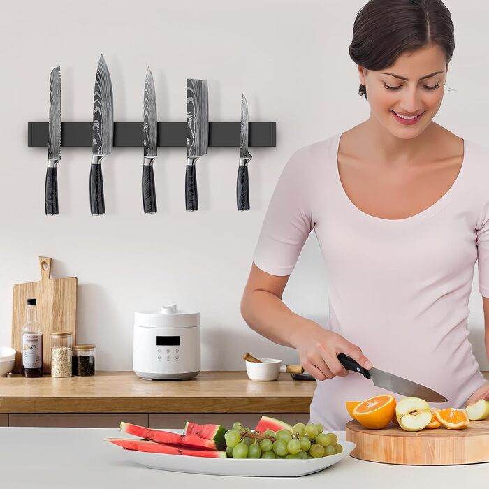 Magnetic Knife Strip 50cm, Stainless Steel Magnetic Knife Holder, Magnetic Knife Holder Screw, Self-Adhesive Magnetic Strip for Knives and Utensils