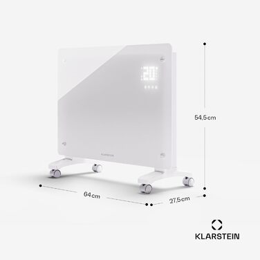 Електричний конвектор Klarstein 1500 Вт: енергозбереження, термостат, керування через додаток, мобільний, білий