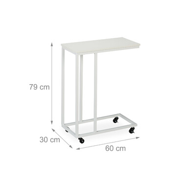 Relaxdays C-Shaped Side Table with Wheels