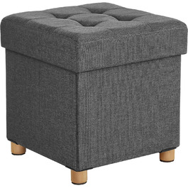 Складаний пуф SONGMICS зі сховищем, 38x38x40 см, до 300 кг, шкіряний, шифр-графіт, для вітальні, спальні