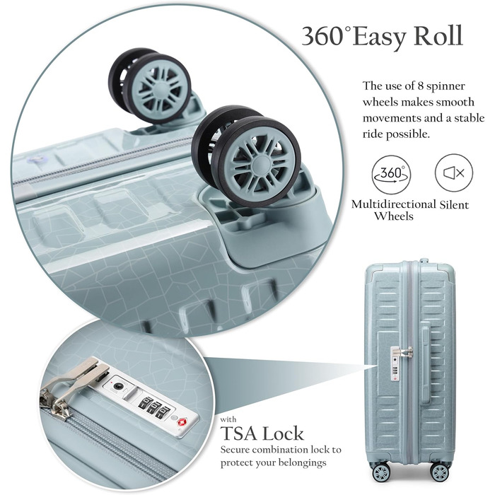 Набір валіз Sea Choice Guanyao (сірий) 4 шт. з TSA-замком: M-L-XL (55/65/75 см) з косметичкою