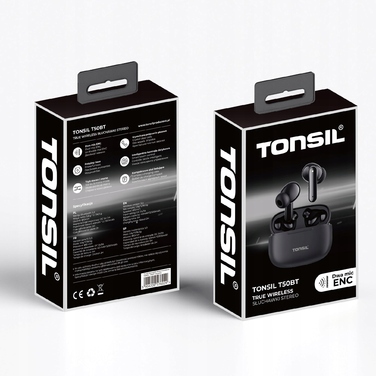Бездротові вакуумні навушники TONSIL T50BT, чорні, Bluetooth