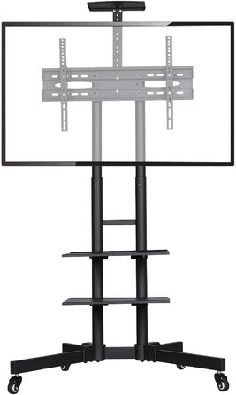 Yaheetech Rolling TV Stand with Adjustable Height and Tilt - VESA Mount, Fits up to 75 inch Flat & Curved TVs (600x400mm)
