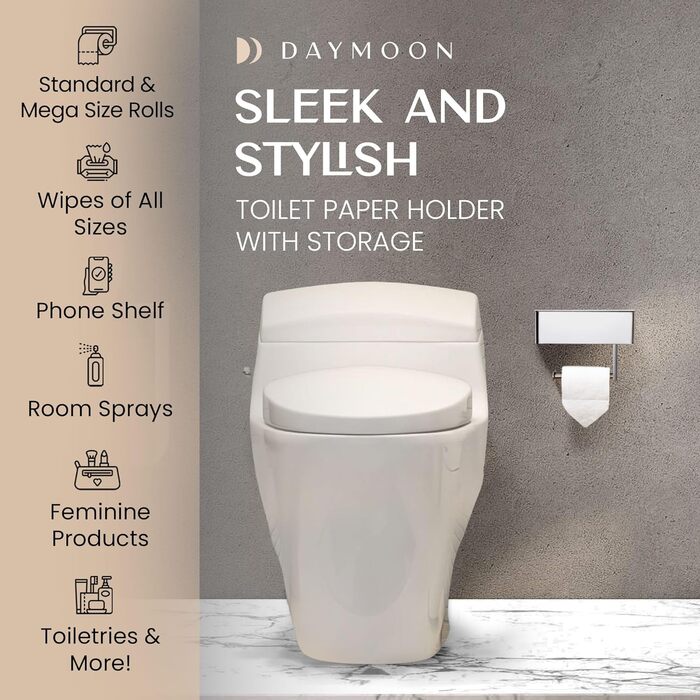 Day Moon™ Toilet Paper Holder Wood, Wet Tissue Box - Toilet Paper Holder with Wet Tissue Box, Toilet Paper Holder with Shelf Dark Wood With Storage