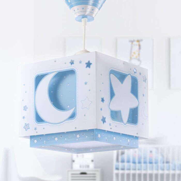 Lamp for children's room, children's lamp pendant light, ceiling light for children, ceiling lamp for children's room, Moon and Stars Blue MoonLight, 63232T, E27