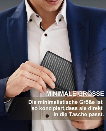 Чоловічий гаманець UNOSEKS з RFID захистом: Slim Wallet з відділом для монет та карткою для ID, на 1-6 карт (алюміній, карбон)