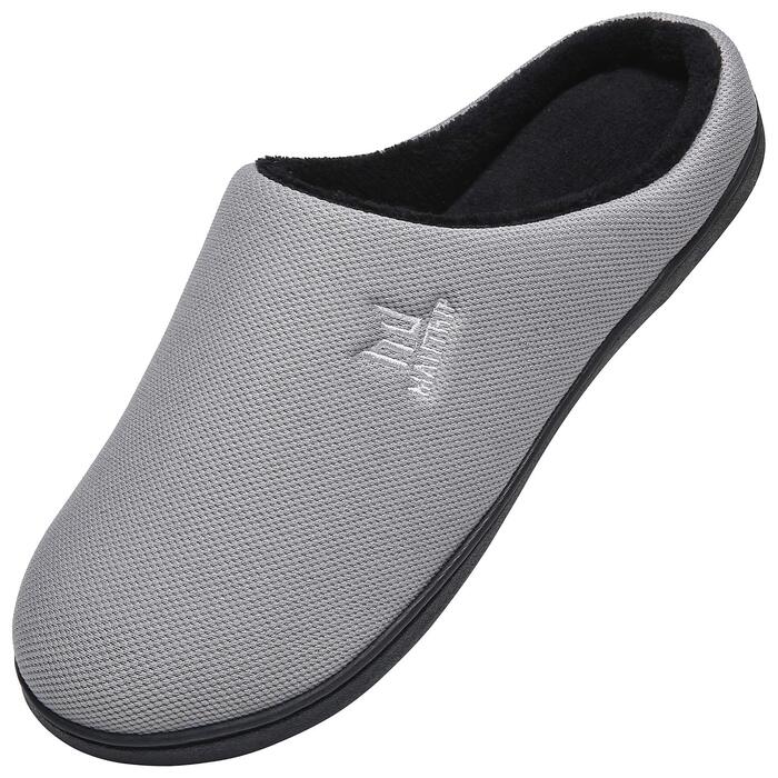 Чоловічі домашні капці MAIITRIP з ефектом пам'яті (Memory Foam), теплі зимові тапочки з протиковзаючою гумовою підошвою для дому та вулиці, сіро-чорні, розмір 42-43