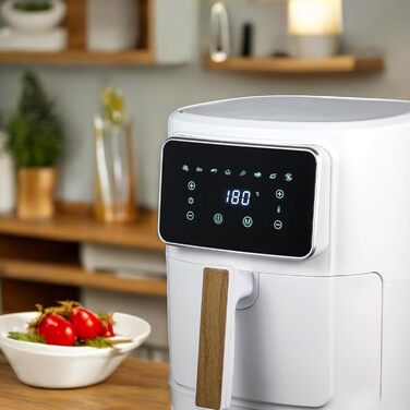 Фритюрниця без оливи Bergner Naturally з керамічним покриттям, 1800W, 6.9L, 8 програм, регулювання температури 80-200°C, таймер до 30 хв