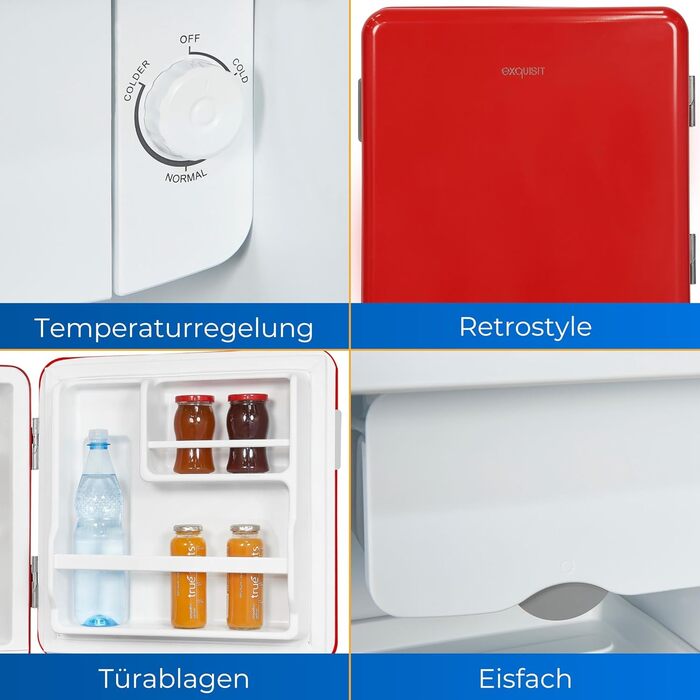 Exquisit Mini Холодильник CKB45-0-031F білий | Компактний холодильник 47 л | Холодильник для готелю | Холодильник без морозильної камери | Ретро холодильник Exquisit білий