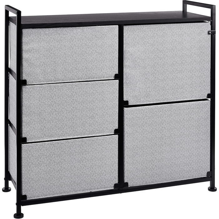 Amazon Basics - Closet Storage Organizer with 5 Fabric Drawers, White (Black)