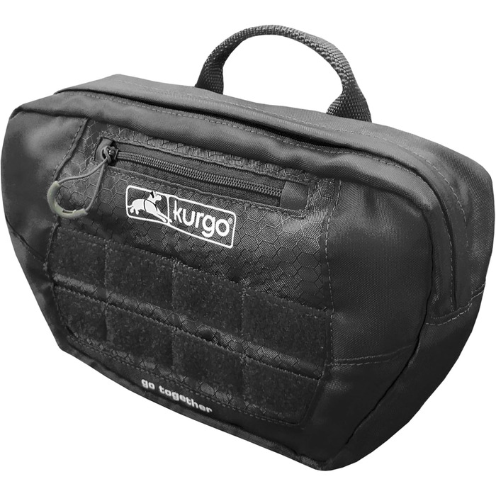 Фляга для собак Kurgo RSG, знімний чохол, сумісна з MOLLE, кріплення для службового нашийника, блакитна, універсальний розмір (сумка на сидіння, чорна)