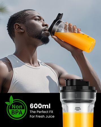 Блендер SHARDOR StandMixer HB-J666: 900W, 2 пляшки по 700мл, нержавіюча сталь, 6-лопатевий ніж, BPA Free, для смузі, шейків та соків