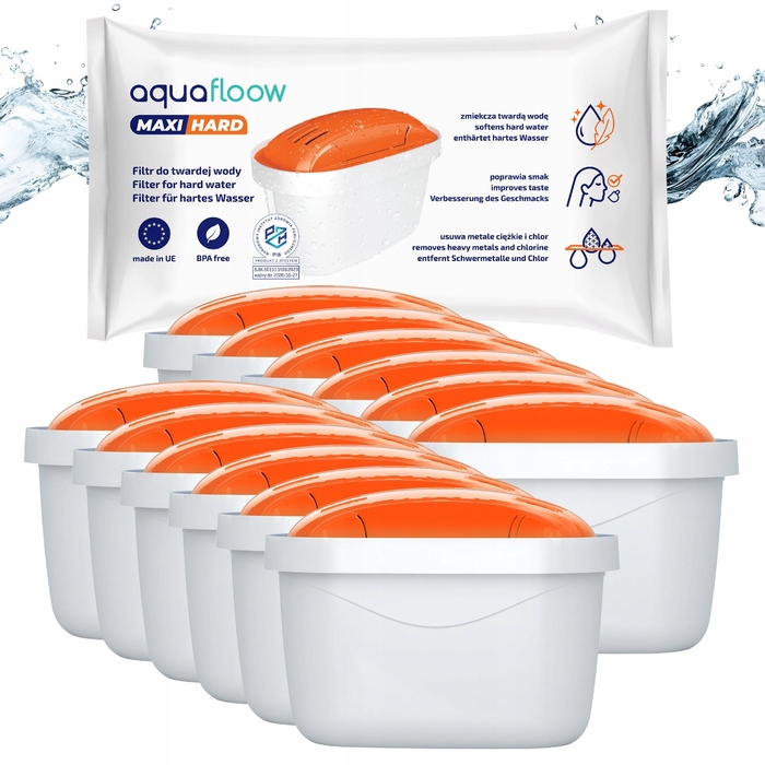 Набір фільтрів для води AquaFloow Maxi Hard для глечиків, для жорсткої води, 12 шт.