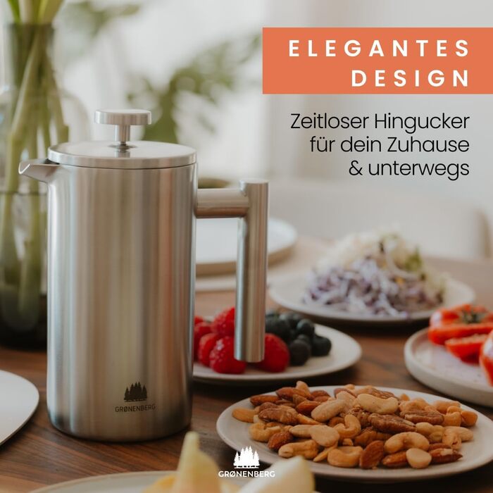 Groenenberg French Press I High-quality French Press Thermos with Keep-Warm Function I Coffee Maker in various sizes from 300ml to 1 Liter, 0.35 Liter