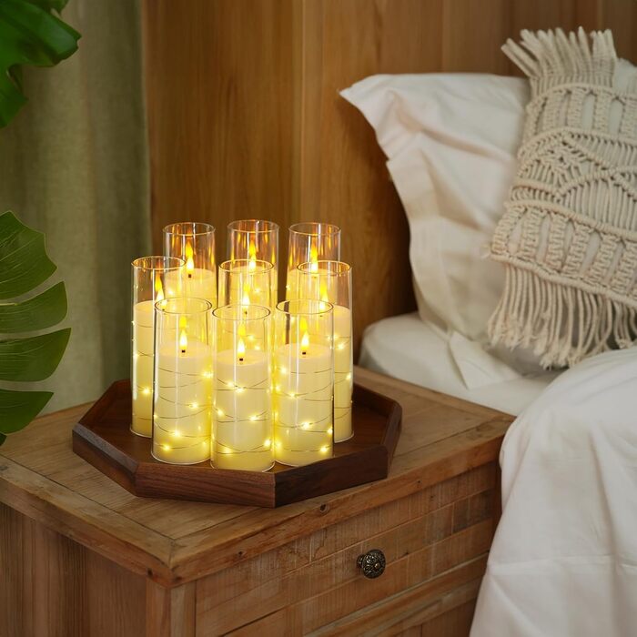 Homemory Flameless LED Candles with Remote Control and Timer, Acrylic, Gray, 5-Piece Set