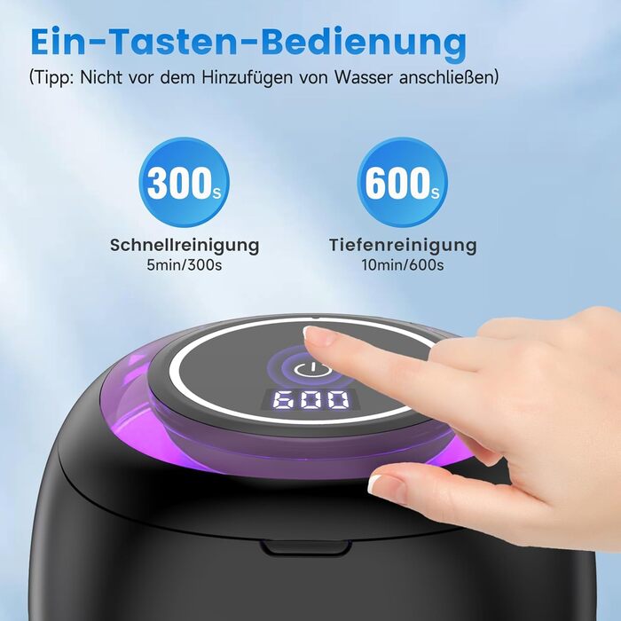 Ультразвуковий очищувач 48000 Гц з УФ-лампою | 24 Вт | 180 мл | Для зубних протезів, ретейнерів, ювелірних виробів