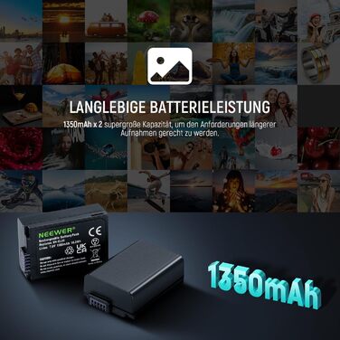 Запасний акумулятор NEEWER EN-EL25 та USB зарядний пристрій (2 шт.) 1350mAh, сумісний з Nikon Z30 Z50 ZFC