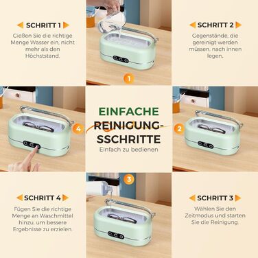 Ультразвукова мийка 48000 Гц, 350 мл, для ювелірних виробів, окулярів, годинників, зубних протезів (зелена)