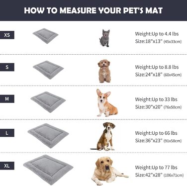 IEUUMLER Dog Bed Washable Dog Mat, Fluffy Soft and Warm Dog Blanket for Travel, Cat Cushion for Large and Small Dogs or Cats FC014 (Gray, 106 * 71cm) (XS(45*33cm), Gray and Blue)