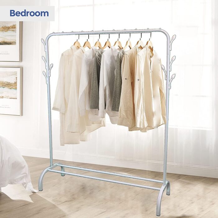 edihome Clothes Rack, Clothes Rod, 118X148X39cm, Shoe Shelf, Metallic, Stable, Clothes Organizer (White)